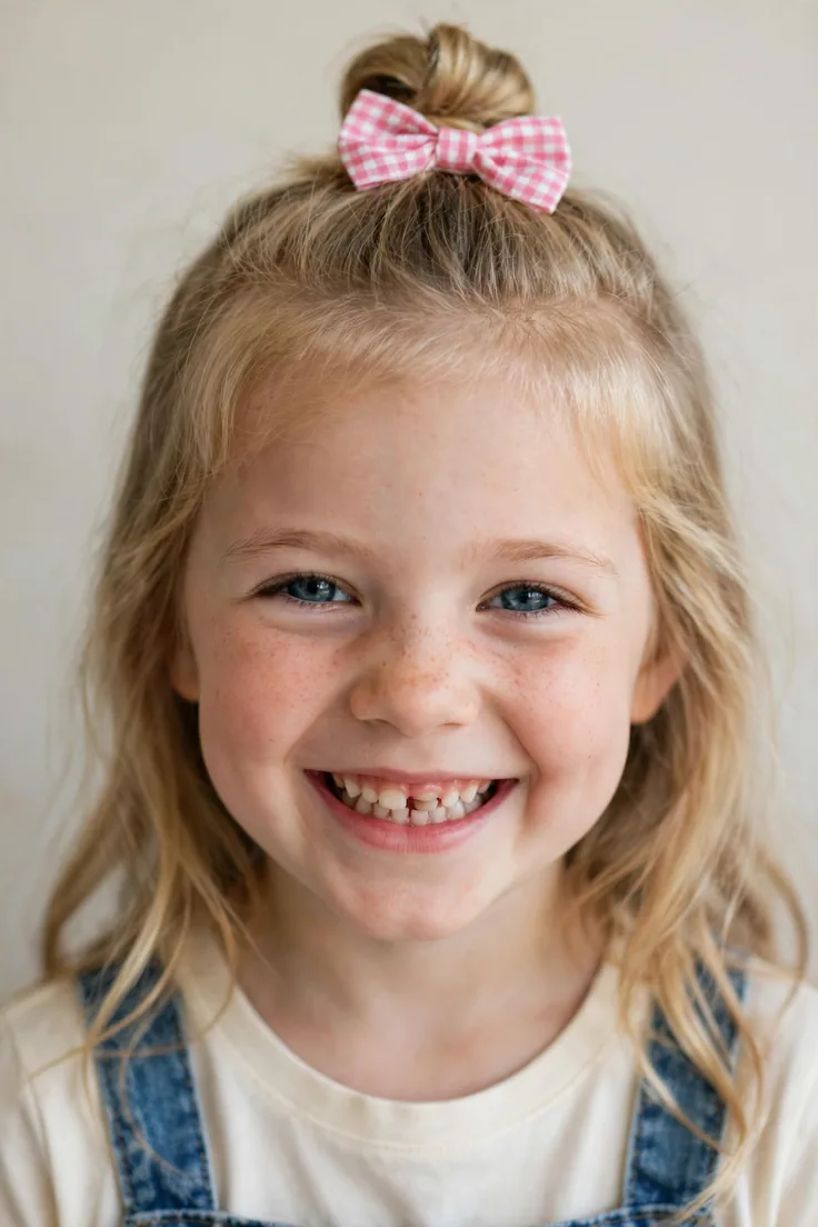 Half Up Top Knot With A Bow Clip