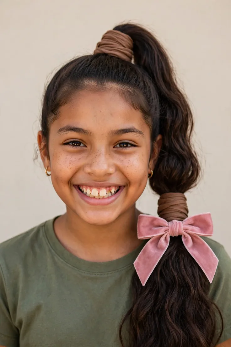 Long Ponytail With A Wrapped Base And Bow