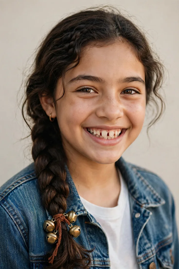 Side Braid With Jingle Bell Ties