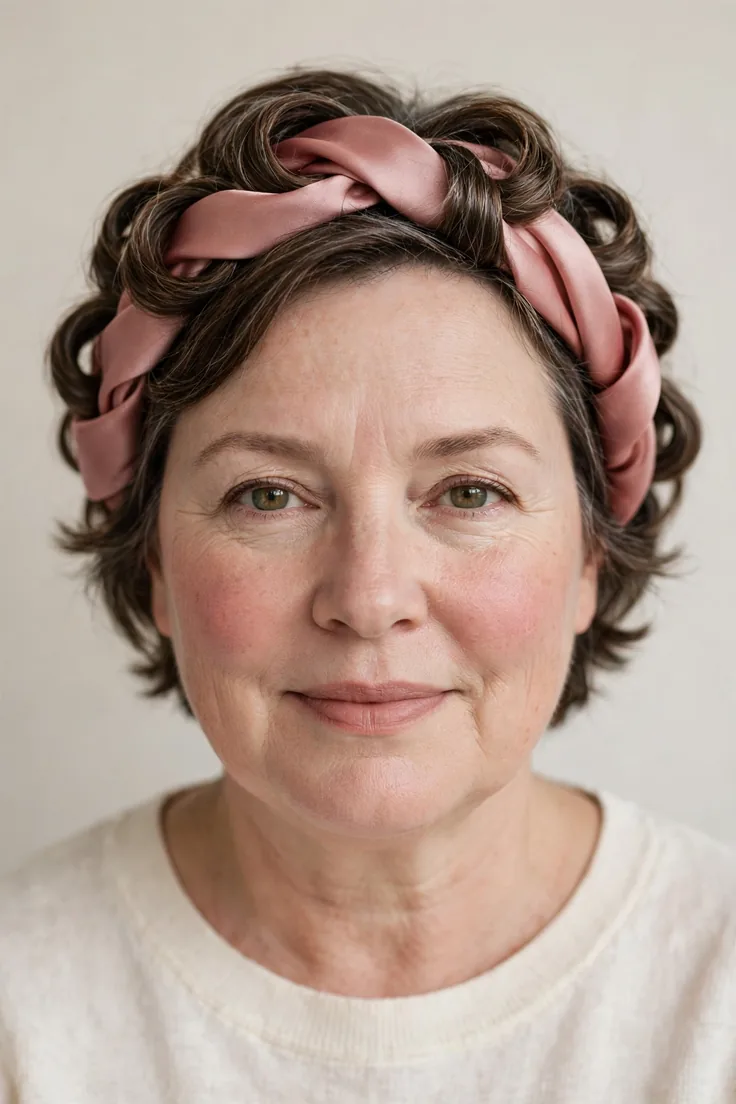 Satin Headband Wrap For Heatless Curls For Short Hair