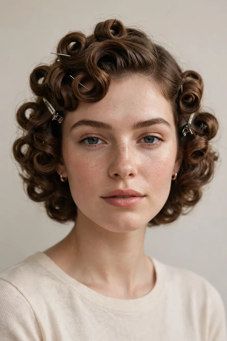Pin Curls The Old Hollywood Way To Heatless Curls For Short Hair