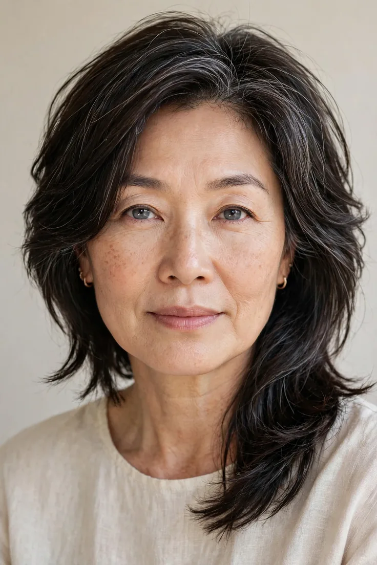 Asymmetrical Lob For Thick Hair With Internal Layers