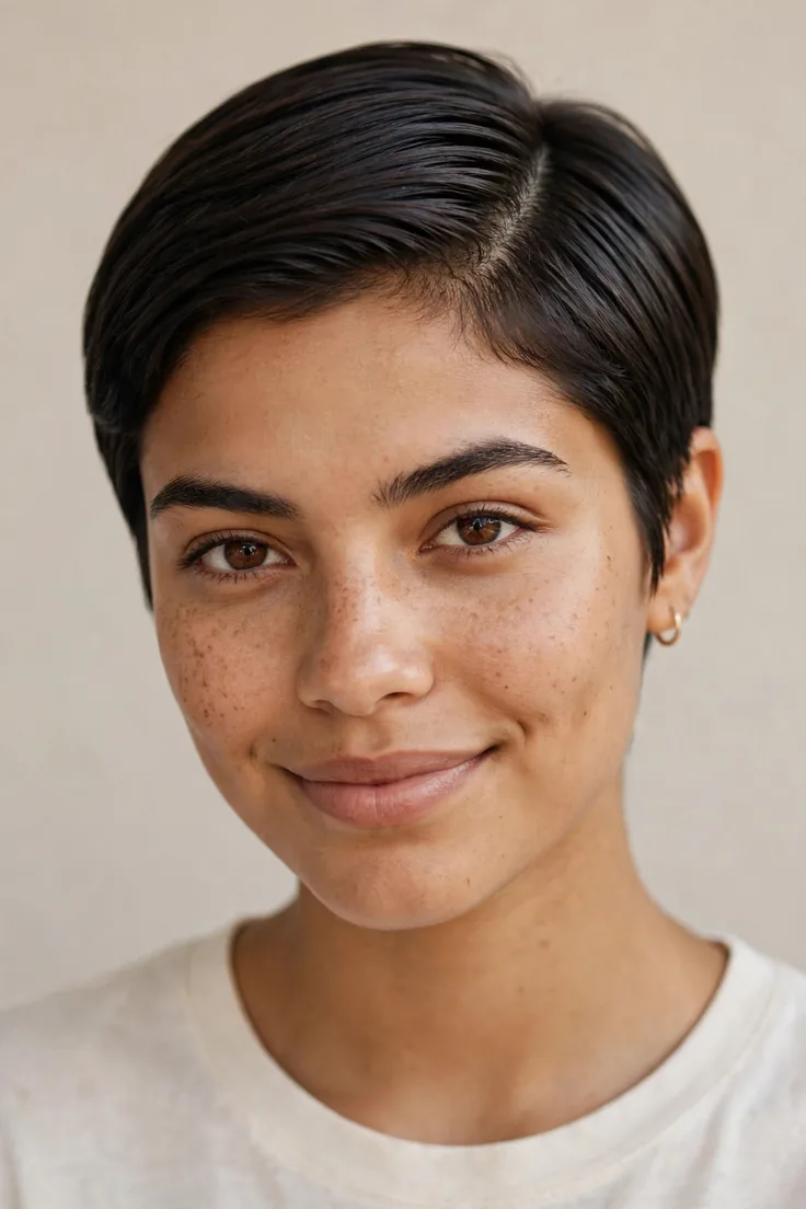 Sleek Pixie With A Deep Side Part