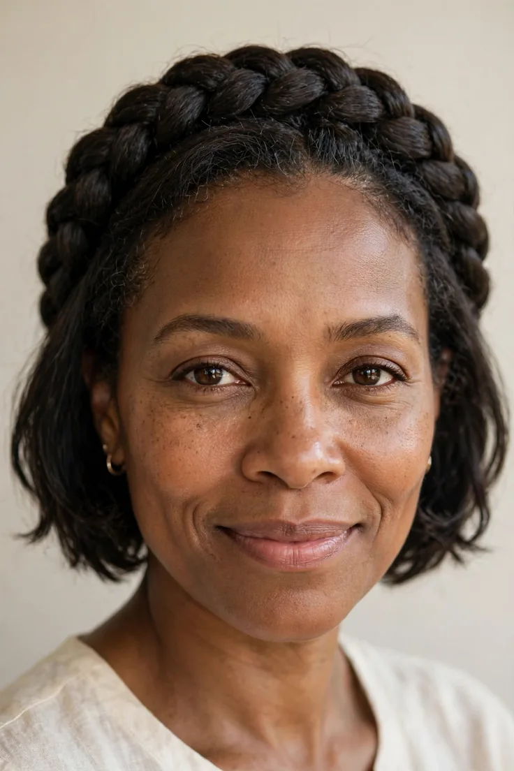 Faux Braided Crown On A Short Bob