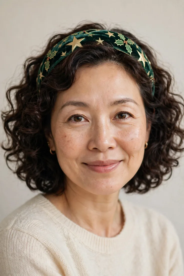 Curly Bob With A Festive Headband