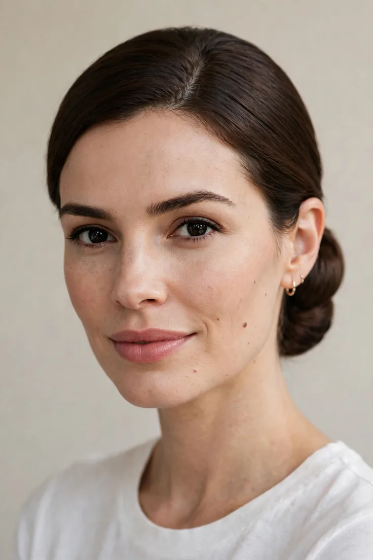 Sleek Low Chignon With A Side Part
