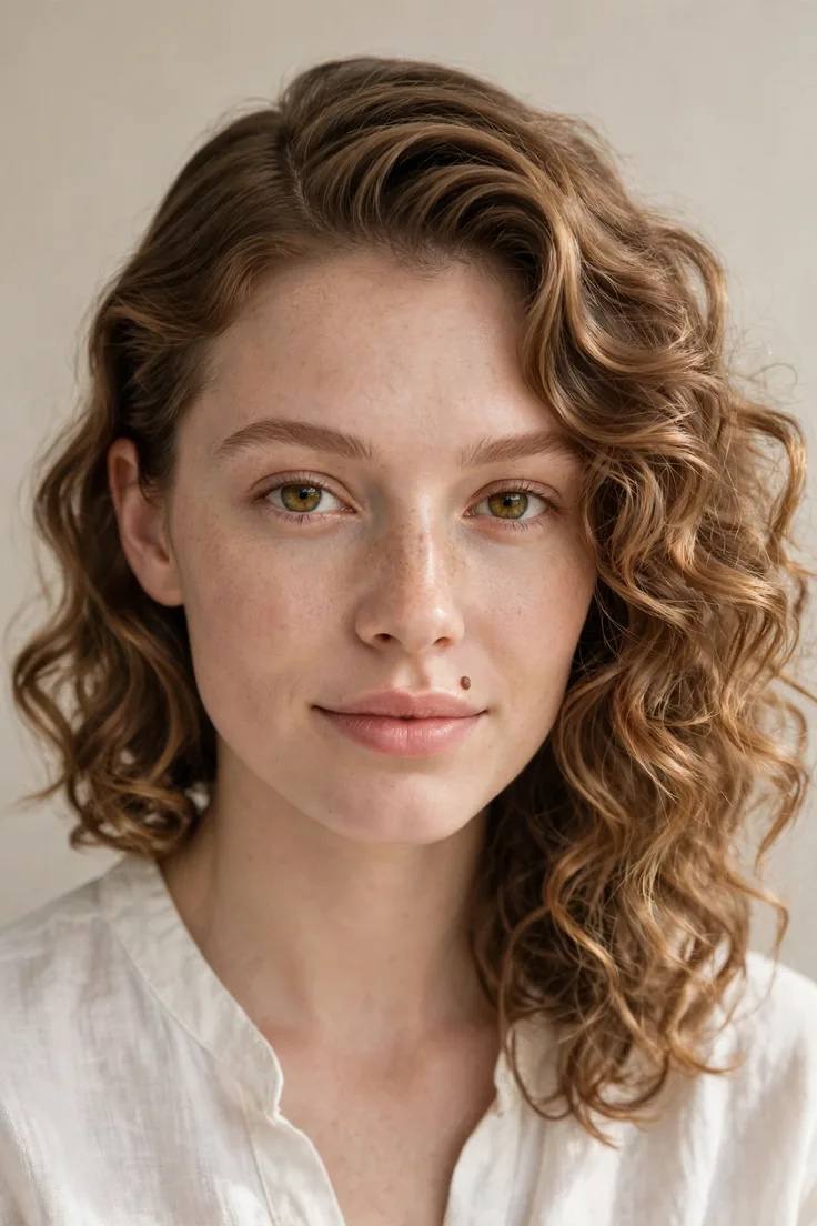Loose Curled Lob With A Deep Side Part