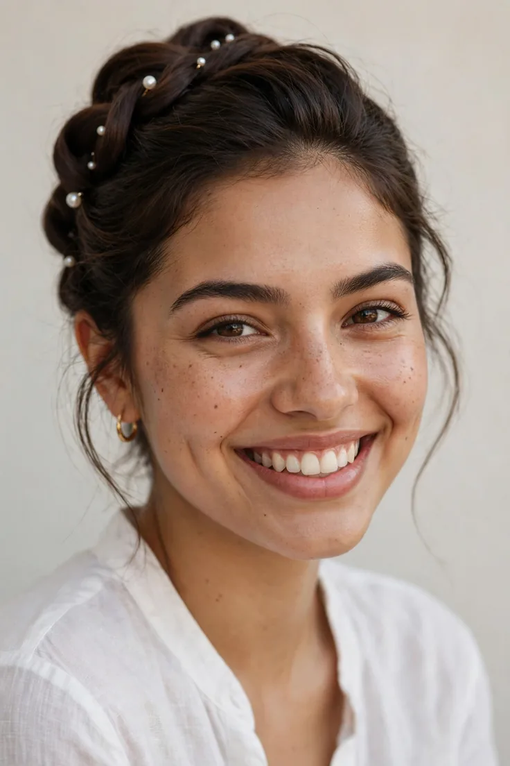 French Twist With Pearl Pins