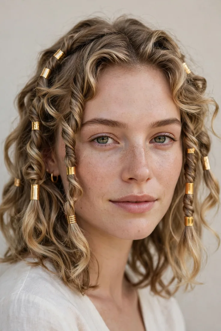 Defined Twist Out With Gold Cuffs