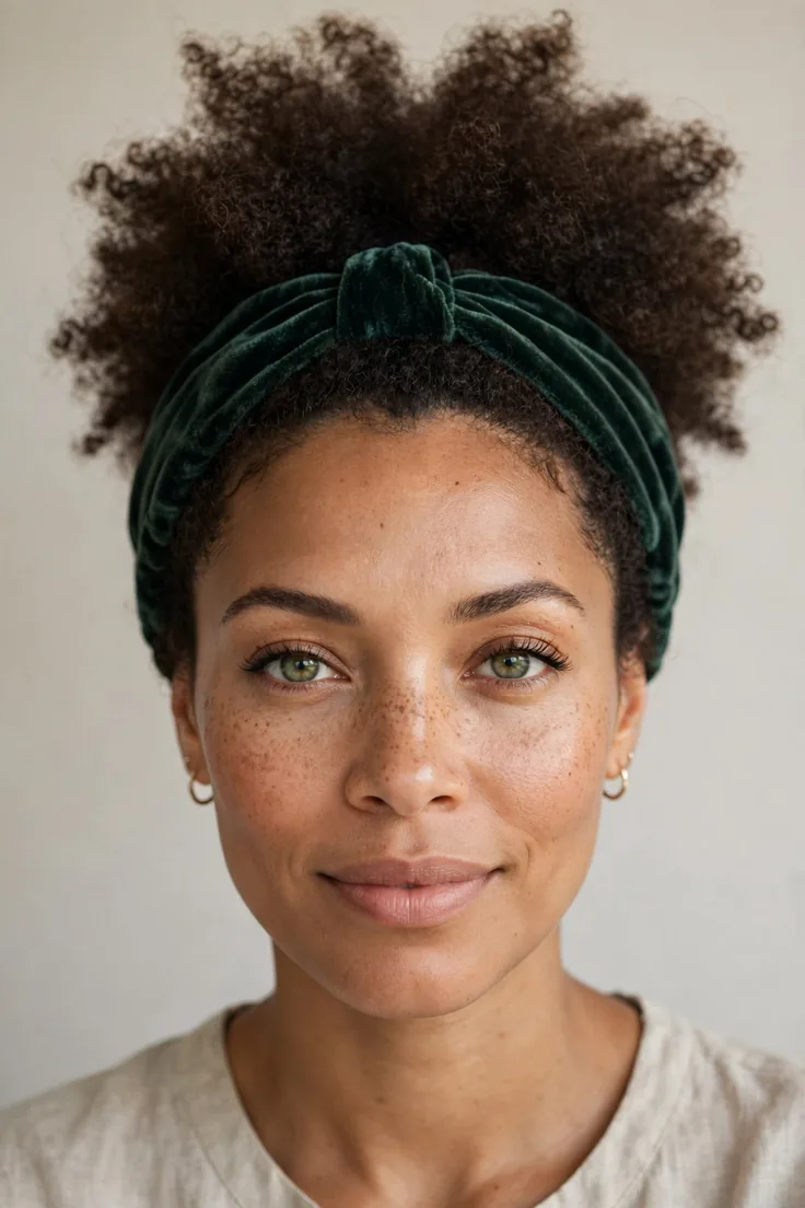 Natural Puff With A Velvet Headband