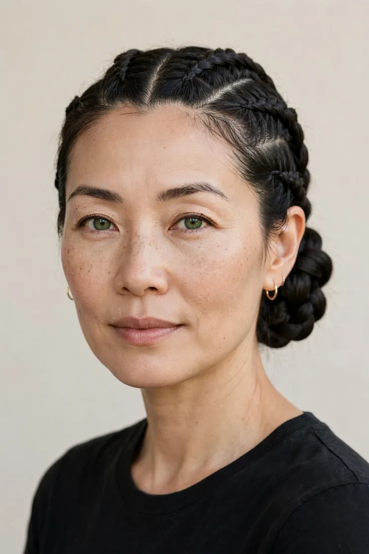 Cornrows Into A Low Chignon