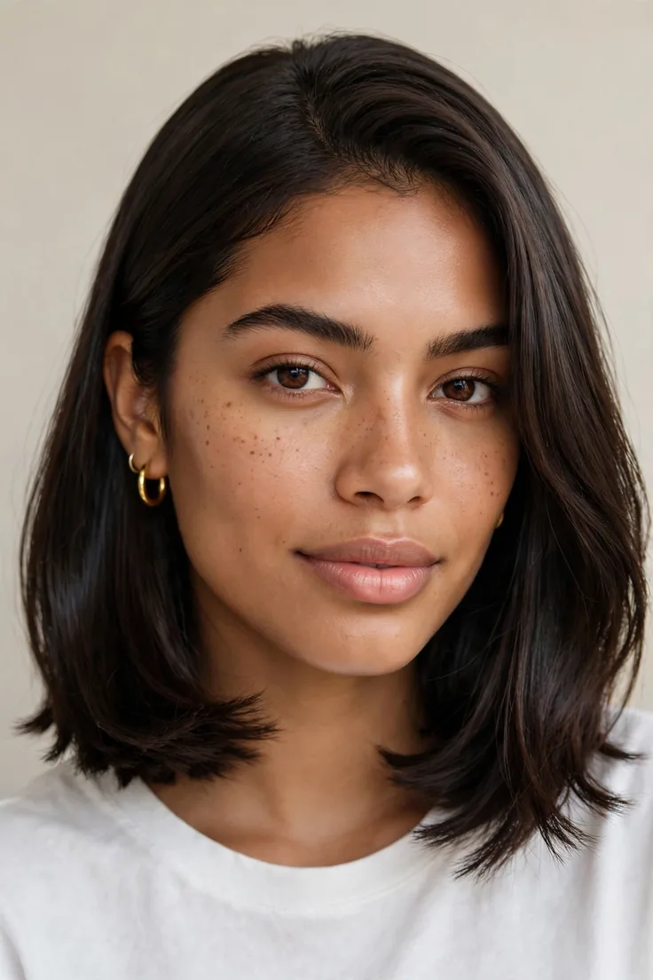 Silk Press Lob With Feathered Ends