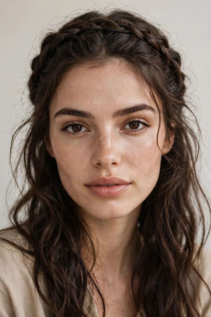 Braided Crown With Loose Hair