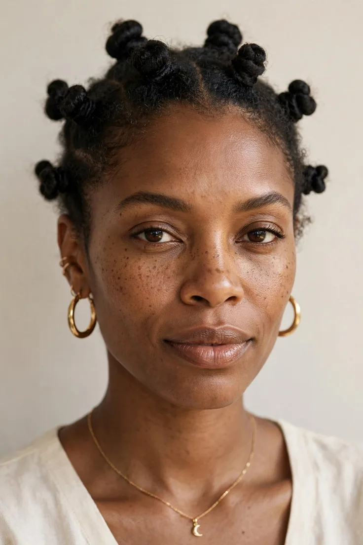 Bantu Knots With Gold Jewelry