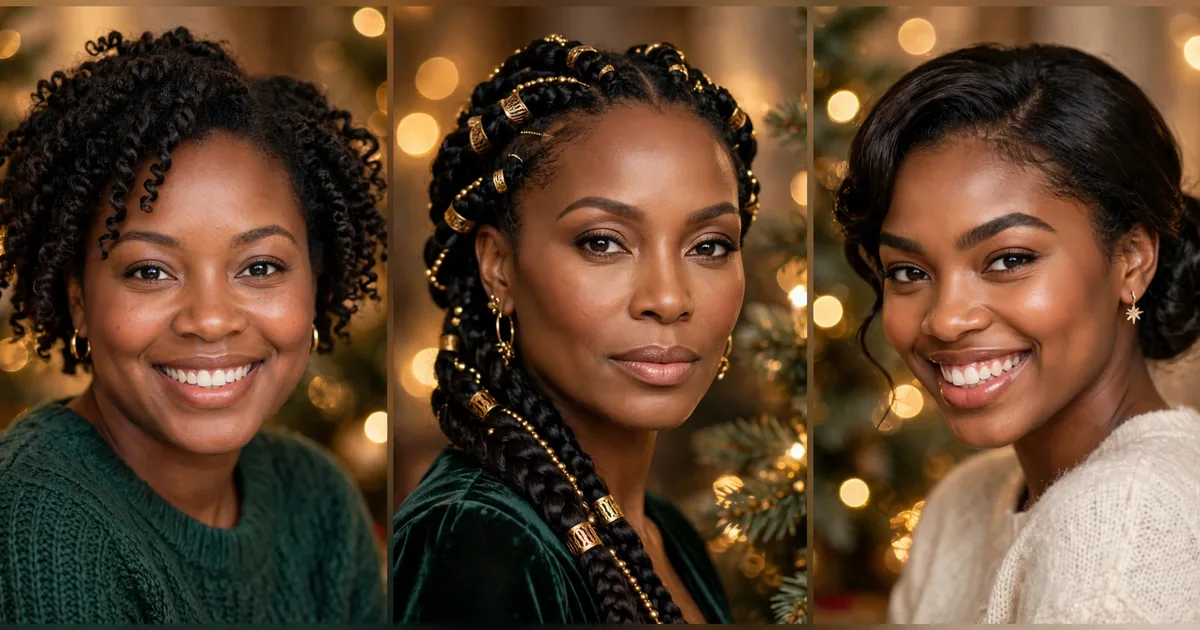 19 Christmas Hairstyles for Black Women: Curls, Braids and Updos