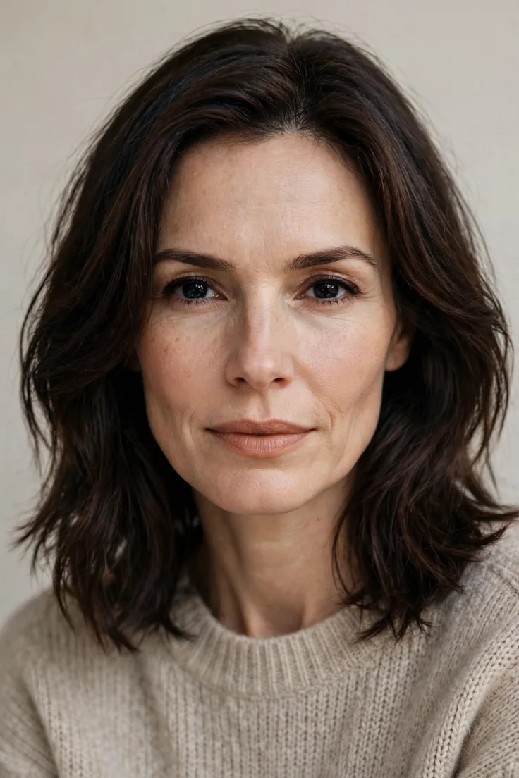 Dark Brown Winter Hair Color With A Root Shadow